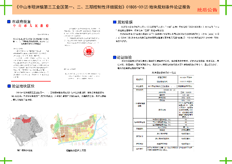 附件：《〈中山市坦洲鎮(zhèn)第三工業(yè)區(qū)第一、二、三期控制性詳細(xì)規(guī)劃〉01B05-03(2)地塊規(guī)劃條件論證報告》批后公告.jpg
